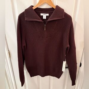 Wilt Ribbed Quarterzip Sweater - Rich Brown